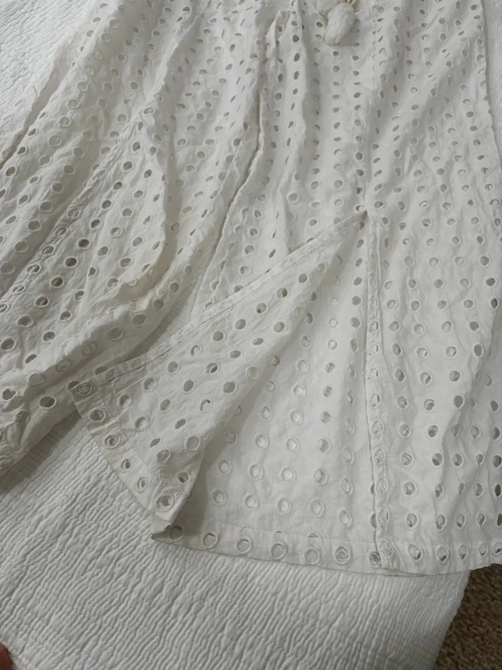 True Destinations White Eyelet Swim Coverup Pants with Tassel Drawstring Large